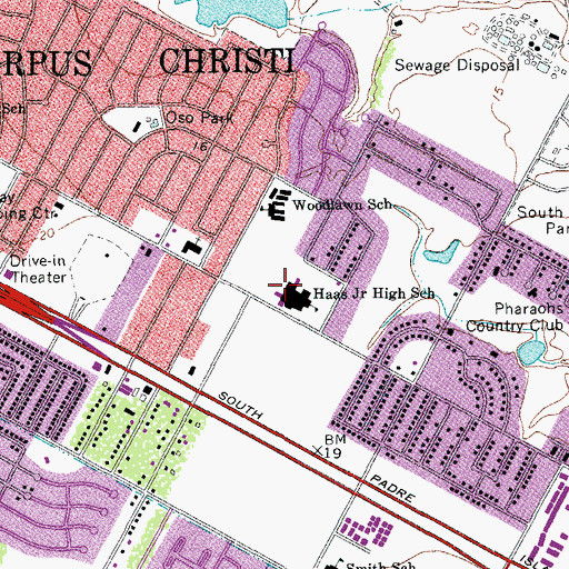 Topographic Map of Haas Middle School, TX