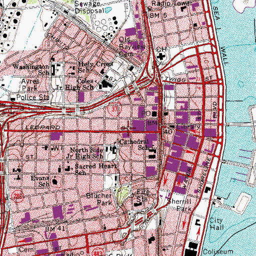 Topographic Map of Homebound School - Corpus Christi, TX