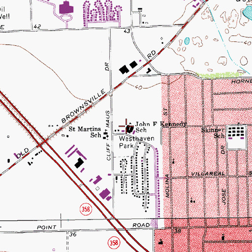 Topographic Map of Kennedy Elementary School, TX