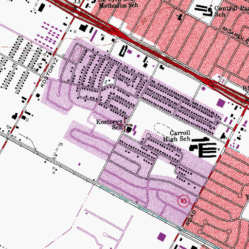 Topographic Map of Kostoryz Elementary School, TX