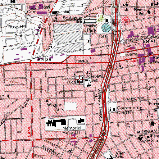 Topographic Map of Lamar Elementary School, TX