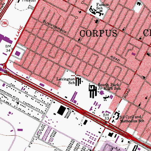 Topographic Map of Lexington Elementary School, TX