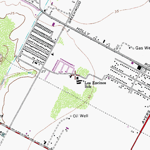 Topographic Map of Los Encinos Elementary School, TX