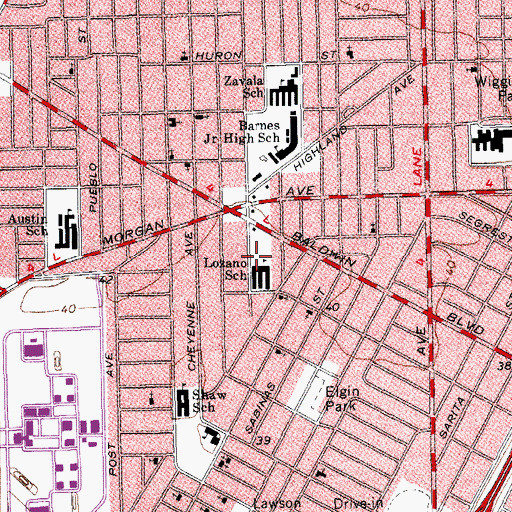 Topographic Map of Lozano Elementary School, TX