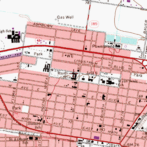 Topographic Map of Martin Elementary School, TX