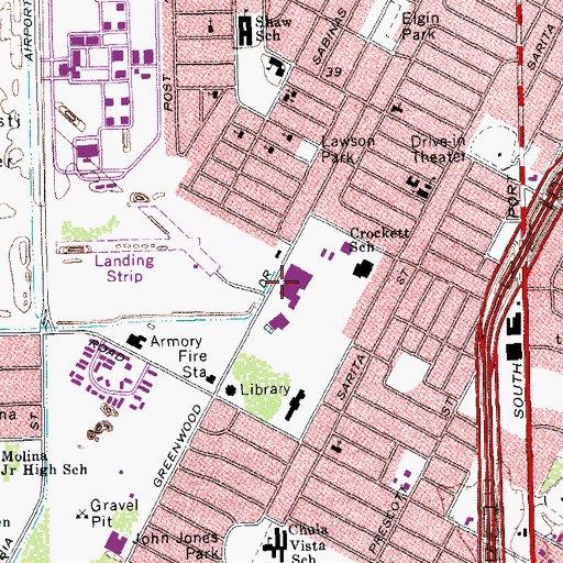 Topographic Map of Martin Middle School, TX
