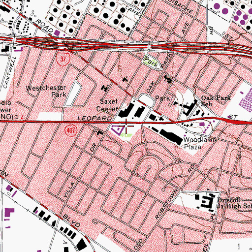 Topographic Map of Oak Park Elementary School, TX