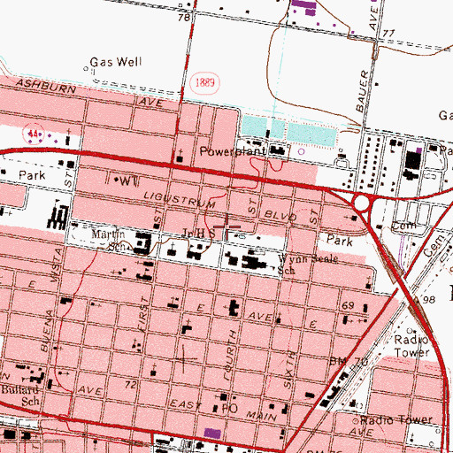 Topographic Map of Robstown Academy for Excellence, TX