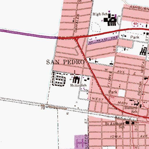 Topographic Map of San Pedro Elementary School, TX