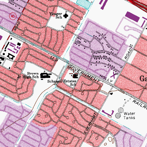 Topographic Map of Schanen Estates Elementary School, TX