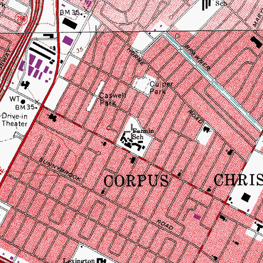 Topographic Map of Fannin Elementary School, TX