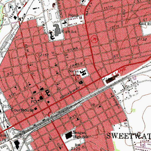 Topographic Map of Sweetwater Intermediate School, TX