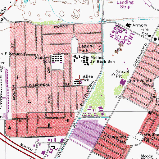 Topographic Map of Carl Allen Alternative School, TX