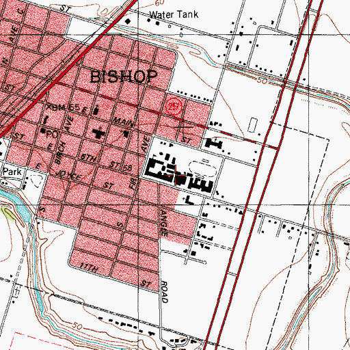 Topographic Map of Bishop High School, TX