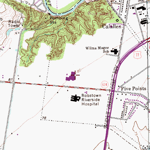 Topographic Map of Calallen High School, TX