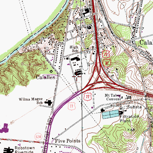 Topographic Map of Calallen Middle School, TX