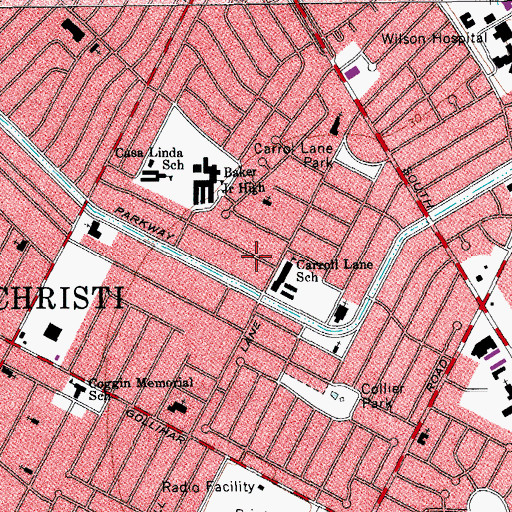 Topographic Map of Carroll Lane Elementary School, TX
