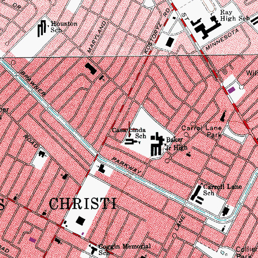 Topographic Map of Casa Linda Elementary School, TX