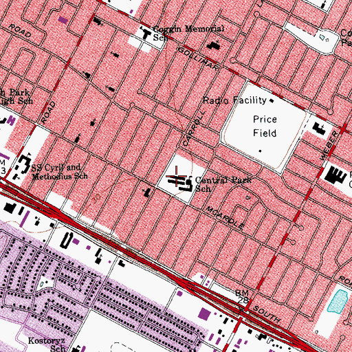 Topographic Map of Central Park Elementary School, TX