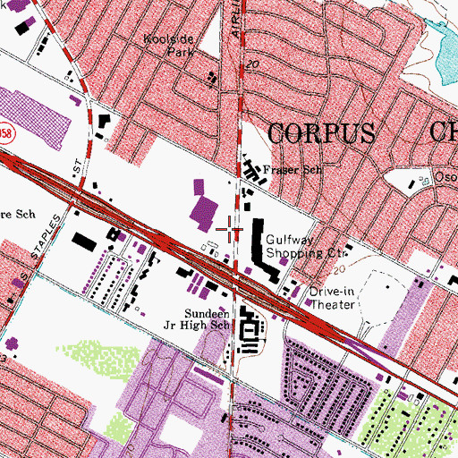 Topographic Map of Corpus Christi Alternative High School, TX