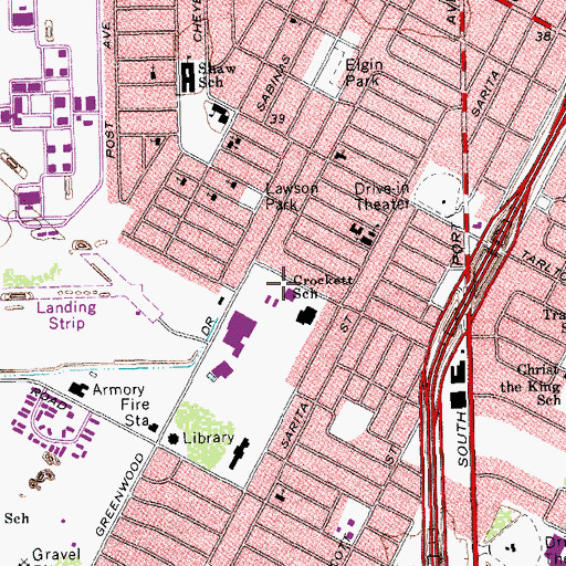 Topographic Map of Crockett Elementary School, TX