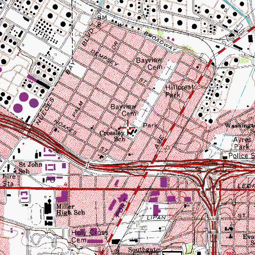 Topographic Map of Crossley Elementary School, TX