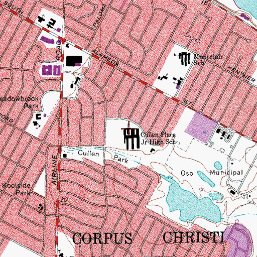 Topographic Map of Cullen Middle School, TX