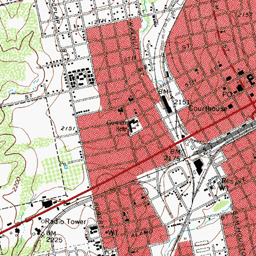 Topographic Map of Cowen Elementary School, TX