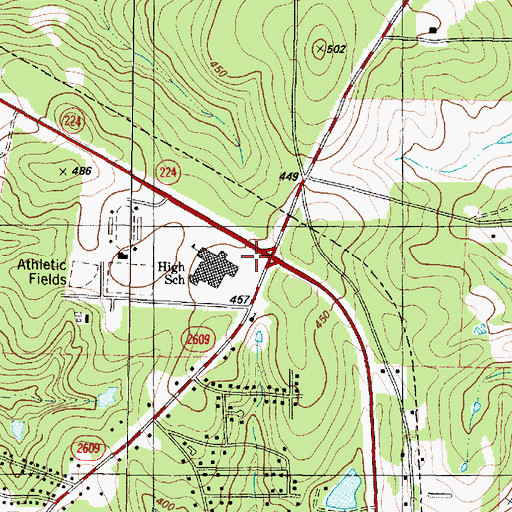 Topographic Map of Nacogdoches High School, TX