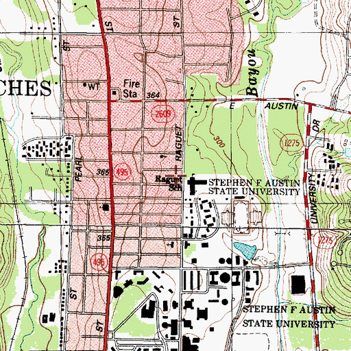 Topographic Map of Raguet Elementary School, TX