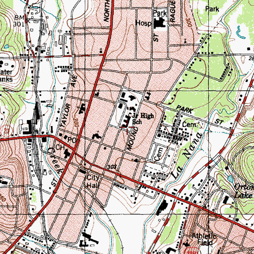 Topographic Map of Thomas J Rusk Middle School, TX
