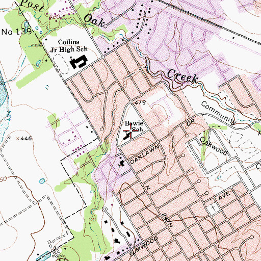 Topographic Map of Bowie Elementary School, TX