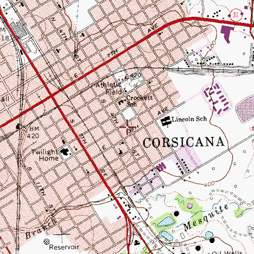 Topographic Map of Carroll Elementary School, TX