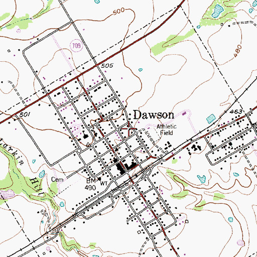 Topographic Map of Dawson High School, TX