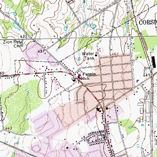 Topographic Map of Fannin Elementary School, TX