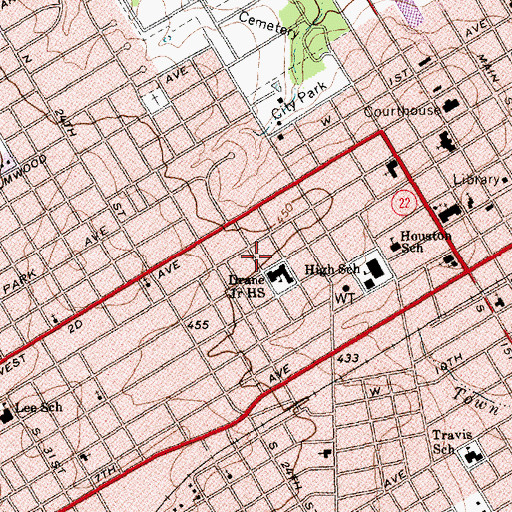 Topographic Map of Houston Elementary School, TX