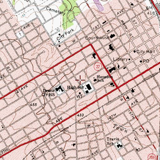 Topographic Map of Special Education Center, TX