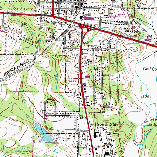 Topographic Map of South Elementary School, TX