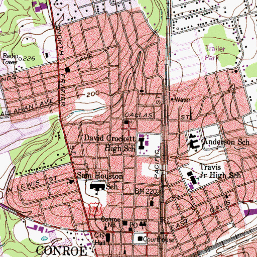 Topographic Map of W L Hauke Alternative School, TX