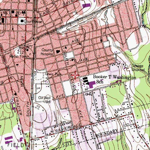 Topographic Map of Washington Intermediate School, TX