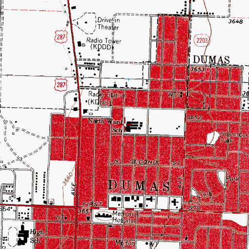 Topographic Map of Green Acres Elementary School, TX