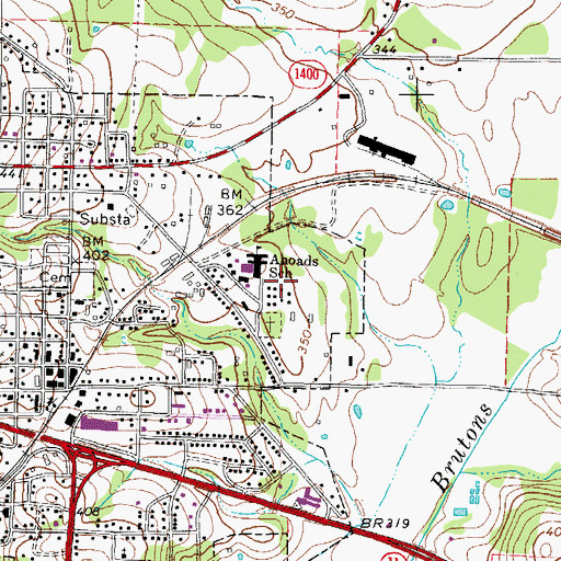 Topographic Map of Daingerfield Junior High School, TX