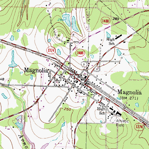 Topographic Map of Magnolia Junior High School, TX