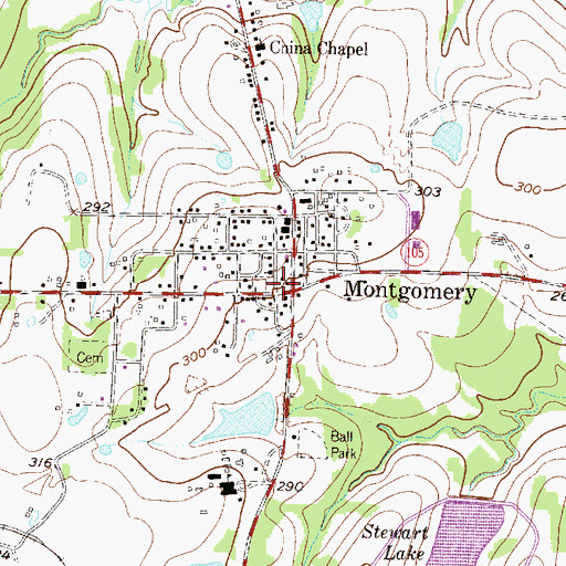 Topographic Map of Montgomery Elementary School, TX