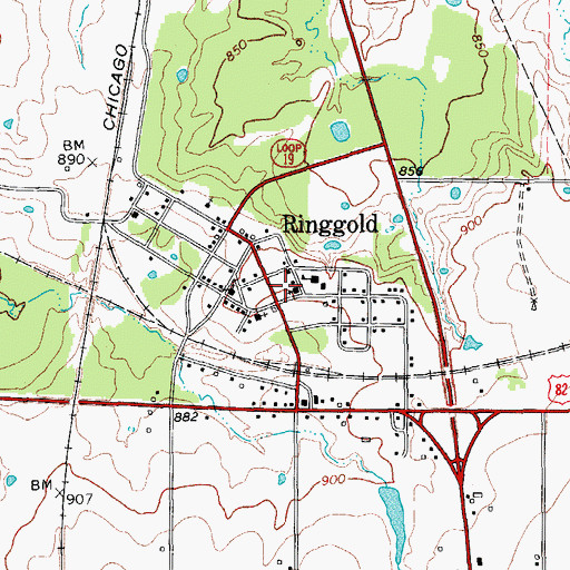 Topographic Map of Ringgold Elementary School, TX