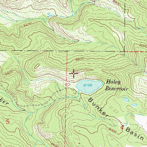 Topographic Map of Bunker Lake Dam, CO
