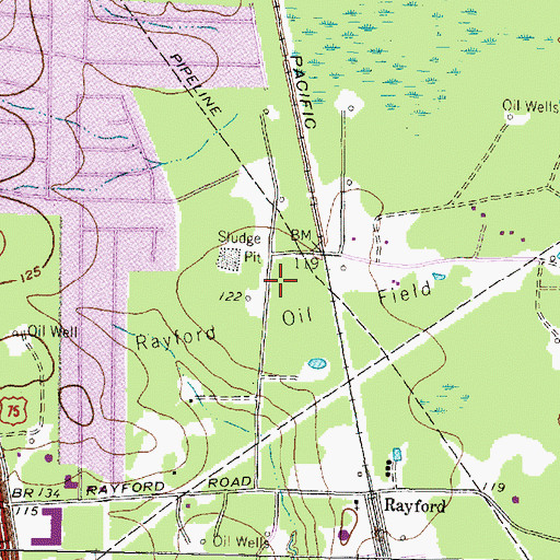 Topographic Map of A D Ford Elementary School, TX