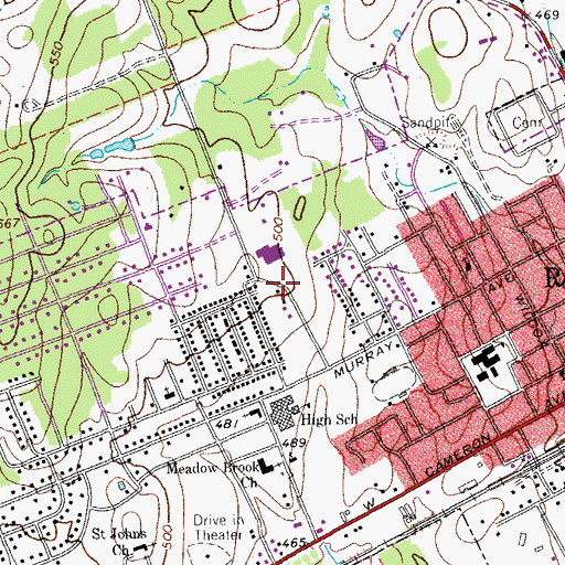 Topographic Map of Rockdale Junior High School, TX