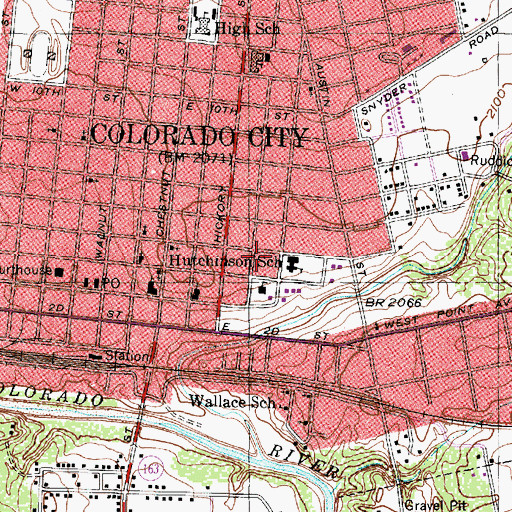 Topographic Map of Hutchinson Elementary School, TX