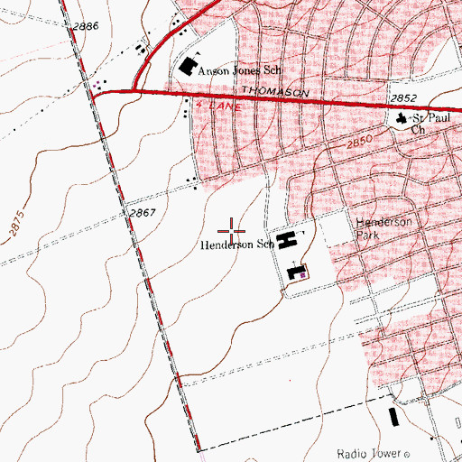 Topographic Map of Henderson Elementary School, TX